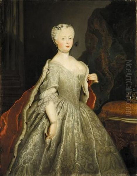 Portrait Of Queen Elizabeth Christine Of Prussia, Wife Of Frederick The Great (collab.w/studio) Oil Painting by Antoine Pesne