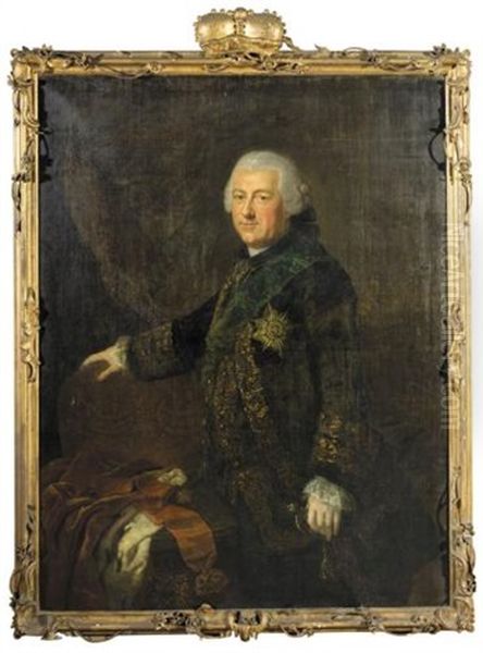 Portrait Of Duke Karl I Of Brunswick-wolfenbuttel Oil Painting by Antoine Pesne