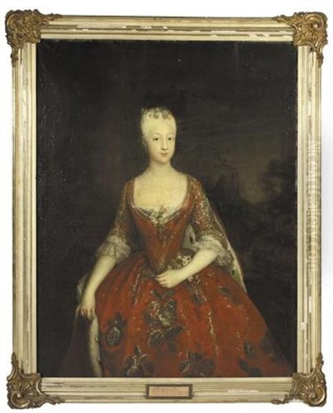 Portrait Of Princess Philippine Charlotte Of Prussia, Later Wife Of Duke Karl I Of Brunswick Oil Painting by Antoine Pesne