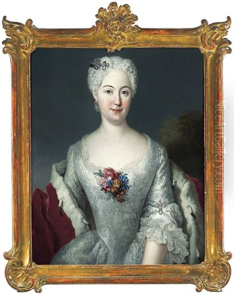 Bildnis Von Anna Friederike, Furstin Von Anhalt-kothen Oil Painting by Antoine Pesne