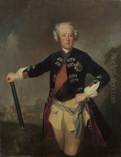 Bildnis Friedrich Ii. Als Kronprinz (collab. W/workshop) Oil Painting by Antoine Pesne