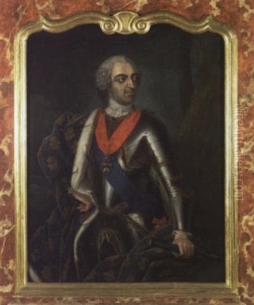 Portrait De Louis Xv Portant L'armure Oil Painting by Antoine Pesne