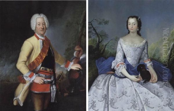 Bildnisse Des Koniglichen Preussischen Feldmarschalls Wilhelm Dietrich Freiherr Von Buddenbrock Und Seiner Gemahlin ...... Oil Painting by Antoine Pesne