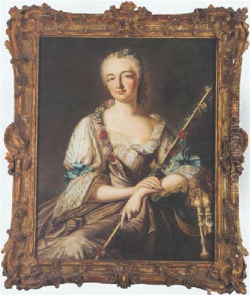 Portrait Of A Lady As A Shepherdess Oil Painting by Antoine Pesne