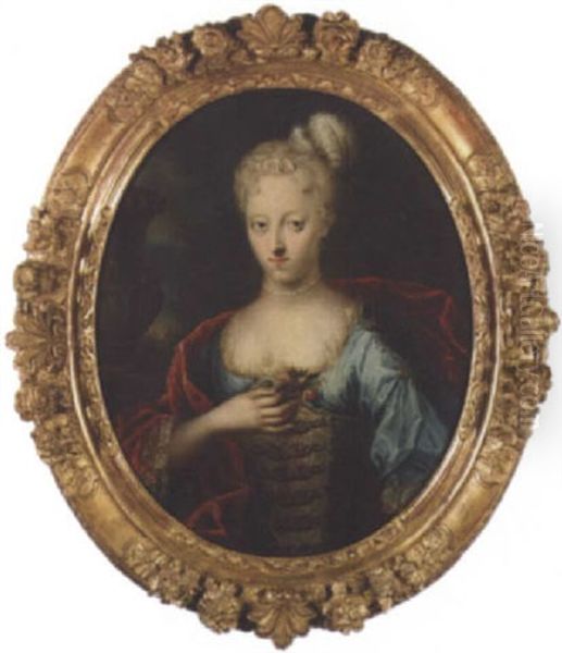 Portrait Of A Lady Depicted As Flora Oil Painting by Antoine Pesne