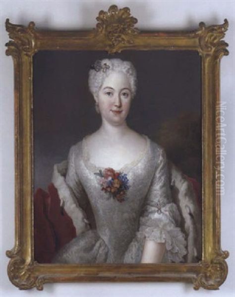 Bildnis Von Anna Friederike, Furstin Von Anhalt-kothen Oil Painting by Antoine Pesne