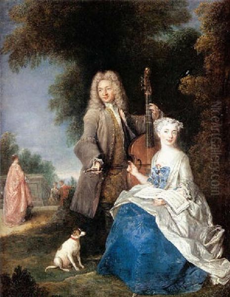 Scene De Concert Dans Un Parc by Antoine Pesne