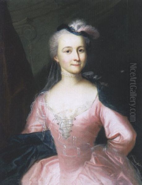 Portrait De Femme A L'habit Rose Oil Painting by Antoine Pesne