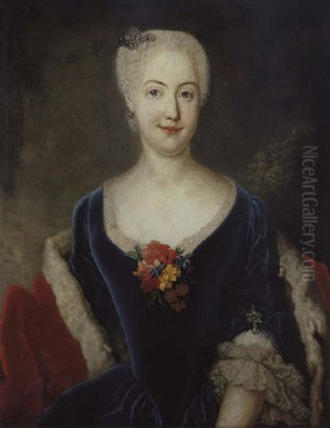 Bildnis Der Furstin Anna Friederike Von Anhalt-kothen, Geb. Grafin Vom Promnitz Oil Painting by Antoine Pesne