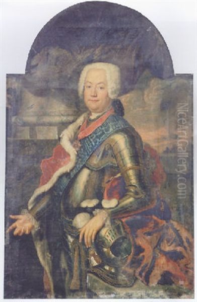 Portrait D'homme En Cuirasse Oil Painting by Antoine Pesne