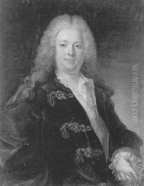 Portrait D'homme A La Veste Bleue Oil Painting by Antoine Pesne