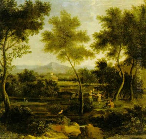 Park Med Lekande Sallskap Oil Painting by Antoine Pesne