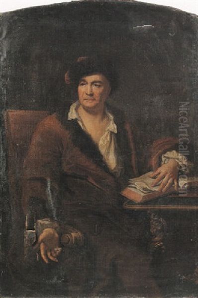 Portrait D'homme Assis Au Chapeau De Fourrure Oil Painting by Antoine Pesne