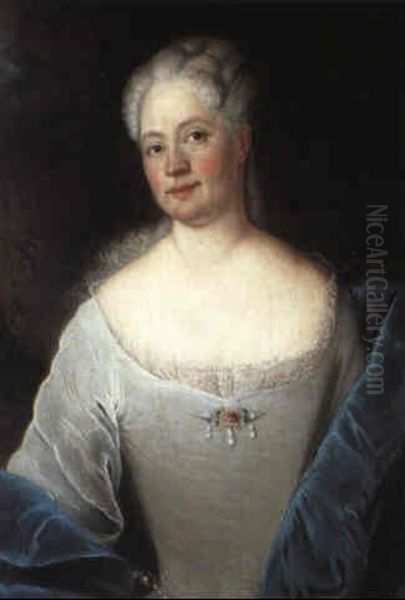 Portrait Of Margaete Albetine Scgmachtpfeffer Oil Painting by Antoine Pesne