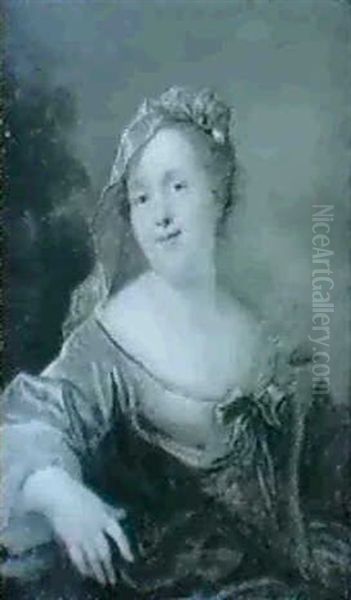 Portrait De Femme Devant Un Paysage by Antoine Pesne