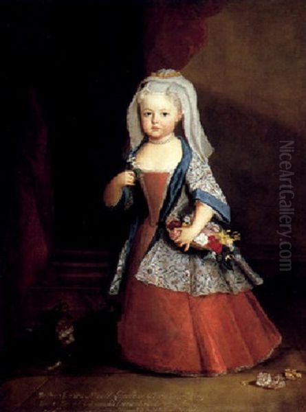 Portrait Of Leopoldine Marie, Markgrafin Von Brandenberg    Schwedt (1716-1782) Oil Painting by Antoine Pesne