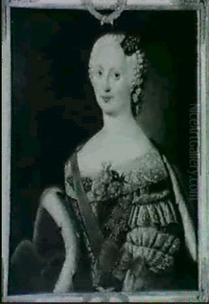 Johanna Elisabeth Furstin Zu Anhalt Zerbst Geb. Prinzessin  Von Holstein-gottorp (1712-17-60) Mutter Der Zarin Katherina Oil Painting by Antoine Pesne