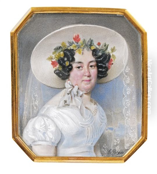 Portrait De Femme Au Chapeau Fleuri Oil Painting by Emanuel Thomas Peter