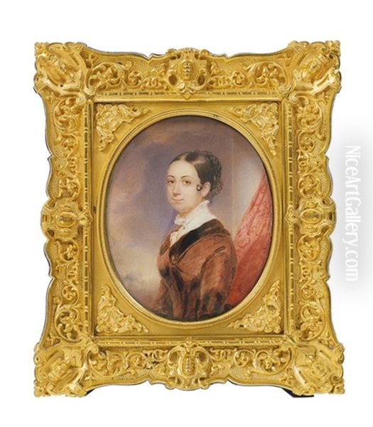 Portrait Of A Young Biedermeier Lady Oil Painting by Emanuel Thomas Peter