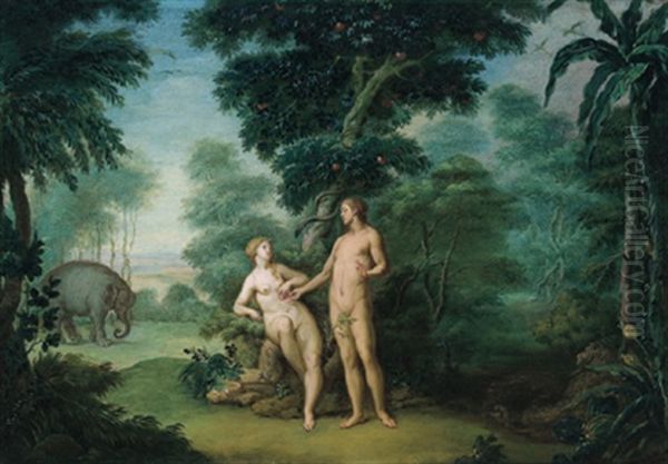 Adam Und Eva Im Paradies Oil Painting by Wenceslaus (Wenzel) Peter