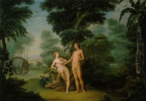 Adam Und Eva Im Paradies Oil Painting by Wenceslaus (Wenzel) Peter