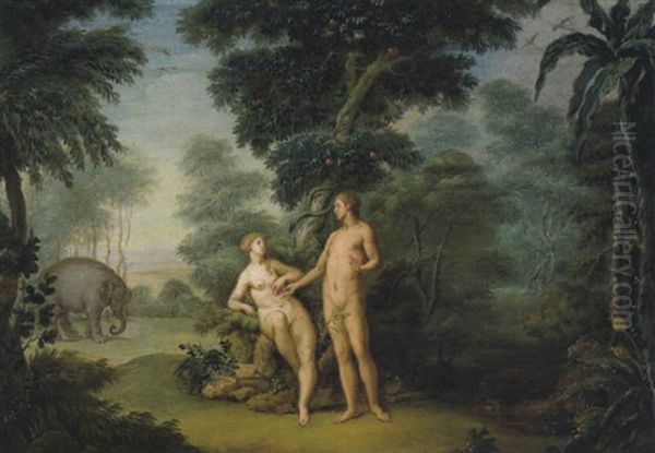 Adam Und Eva Im Paradies Oil Painting by Wenceslaus (Wenzel) Peter