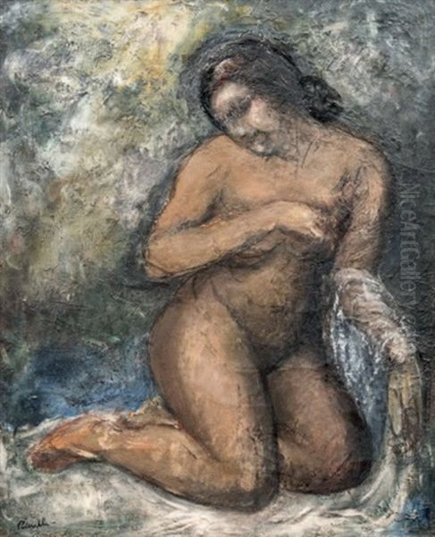 Femme Nue Oil Painting by Adolphe Peterelle