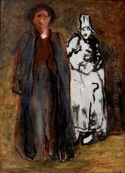 Deux Personnages Oil Painting by Adolphe Peterelle