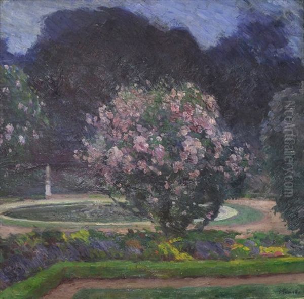 Luxembourg Gardens Oil Painting by Adolphe Peterelle