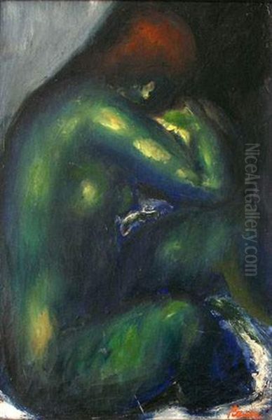 Baigneuse Verte Oil Painting by Adolphe Peterelle