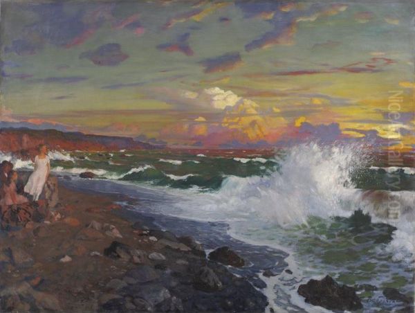 Glorious Sunset Oil Painting by Grigory Mikhailovich Bobrovsky