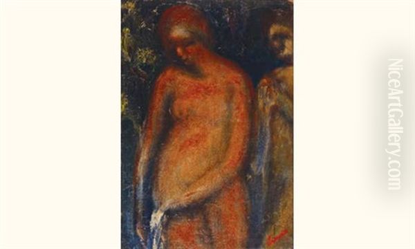 Femme Nue De Trois Quart Oil Painting by Adolphe Peterelle