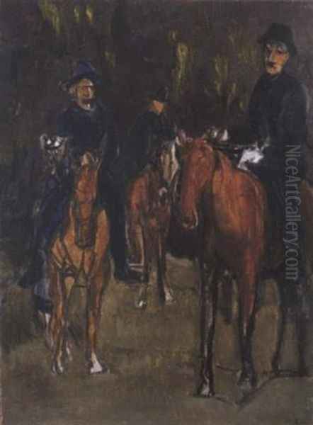 Les Cavaliers Oil Painting by Adolphe Peterelle