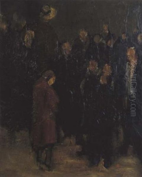 L'assemblee Oil Painting by Adolphe Peterelle