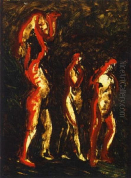 Baigneuses Oil Painting by Adolphe Peterelle