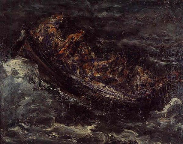 Barque En Mer Oil Painting by Adolphe Peterelle