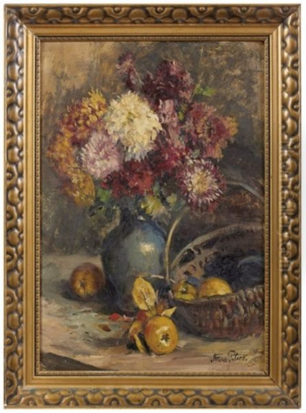 Stillleben Mit Blumen Und Fruchten Oil Painting by Anna Peters