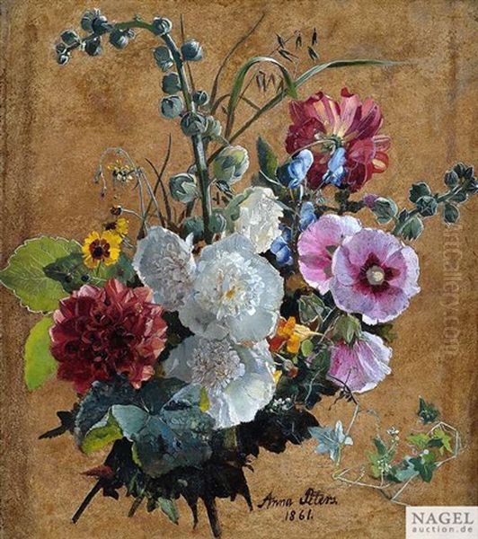 Bouquet Aus Bunten Sommerblumen Oil Painting by Anna Peters