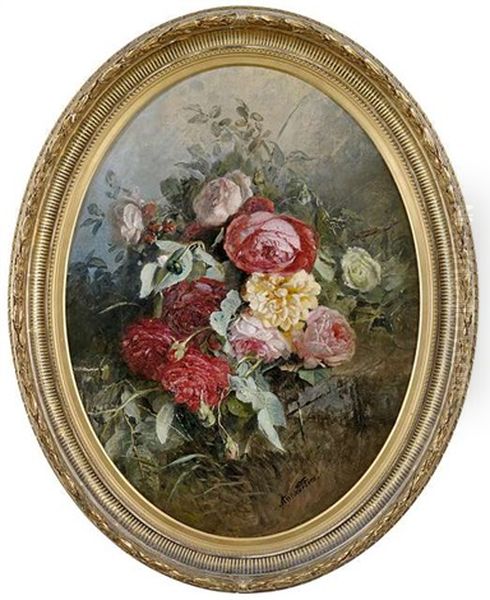 Prachtiges Blumenbouquet Mit Pfingstrosen Oil Painting by Anna Peters