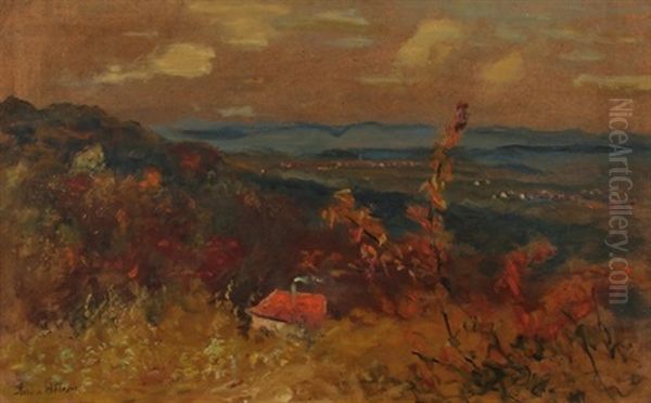 Ausblick Vom Atelier Der Kunstlerin In Stuttgart-sonnenberg Auf Das Haus Sonnenbuhl Nr. 7 Oil Painting by Anna Peters