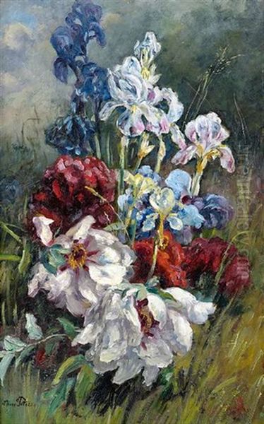 Arrangemment Von Bunten Sommerblumen Auf Dem Waldboden Oil Painting by Anna Peters