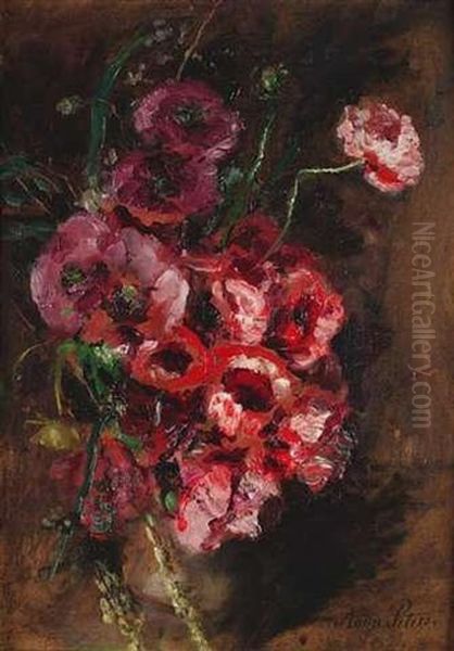 Gebinde Aus Mohnblumen Oil Painting by Anna Peters