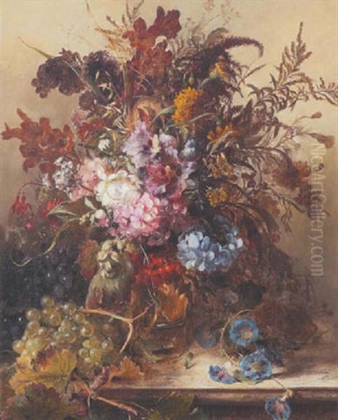 Blumen- Und Fruchtestilleben Oil Painting by Anna Peters