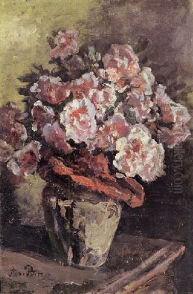 Rosenstraus In Einer Tonvase Oil Painting by Anna Peters