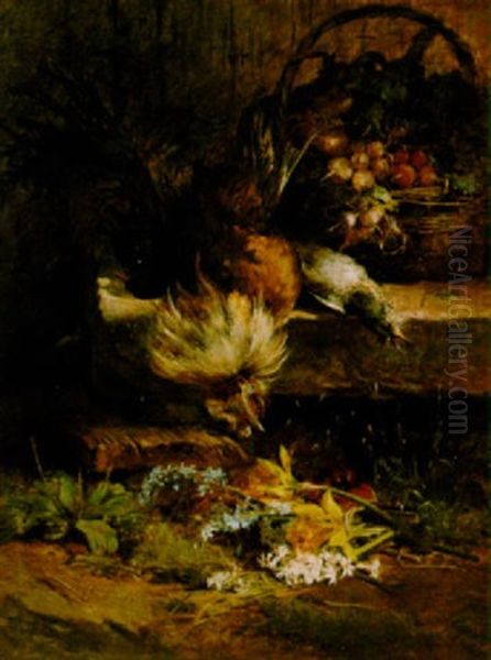 A Still Life With Poultry And Vegetables Oil Painting by Anna Peters