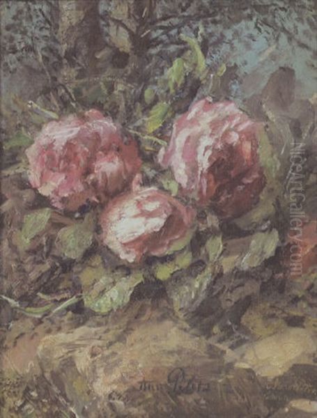 Aufgebluhte Rosen Oil Painting by Anna Peters