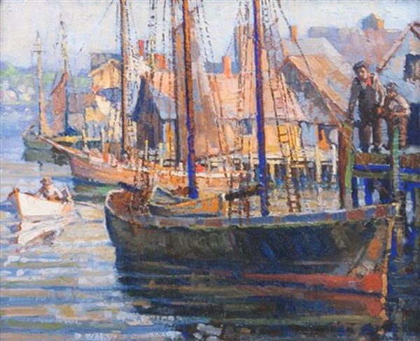 Gloucester Docks Oil Painting by Bernard E. Peters