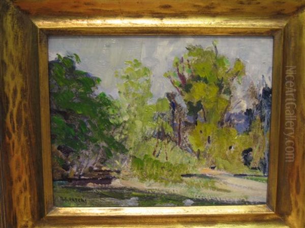 Trees In Landscape Oil Painting by Bernard E. Peters