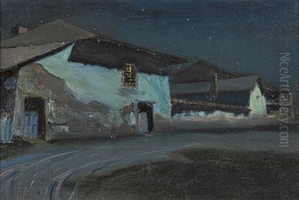 Moonlit Adobes Oil Painting by Charles Rollo Peters