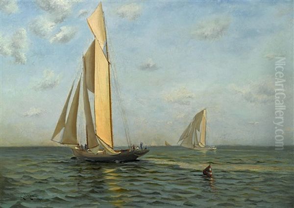 Sailing Yacht Lurline Oil Painting by Charles Rollo Peters